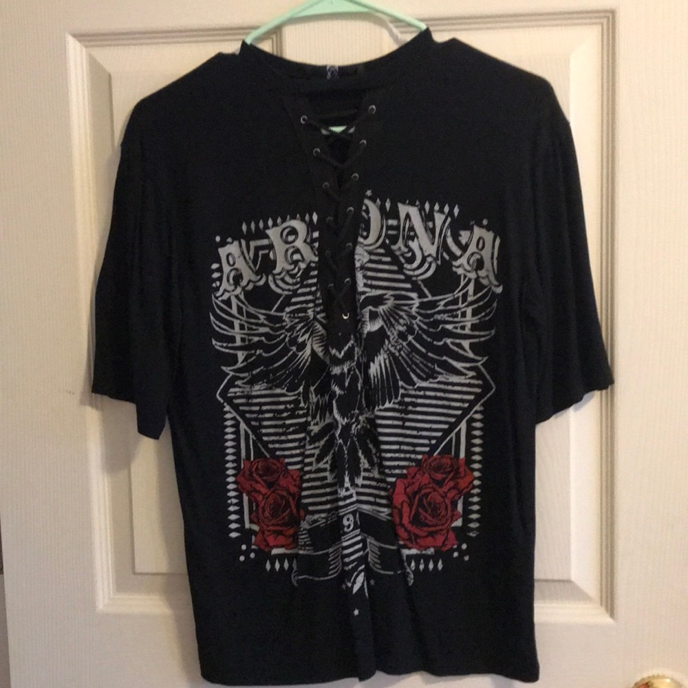 Lace- up graphic oversized tee